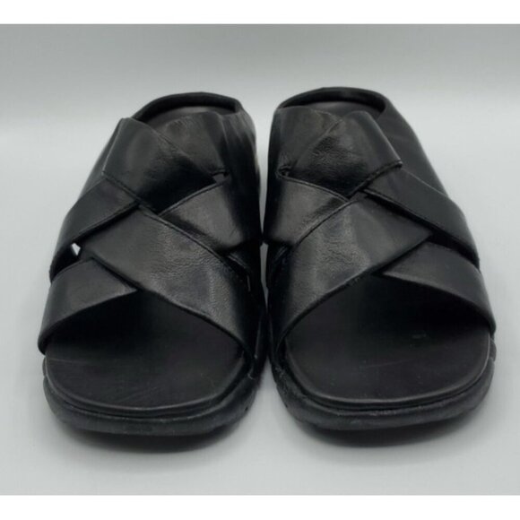 Cole Haan Black Leather Cross Strap Sandal Slides Sz 10.5 Men’s NikeAir Soles main image 5